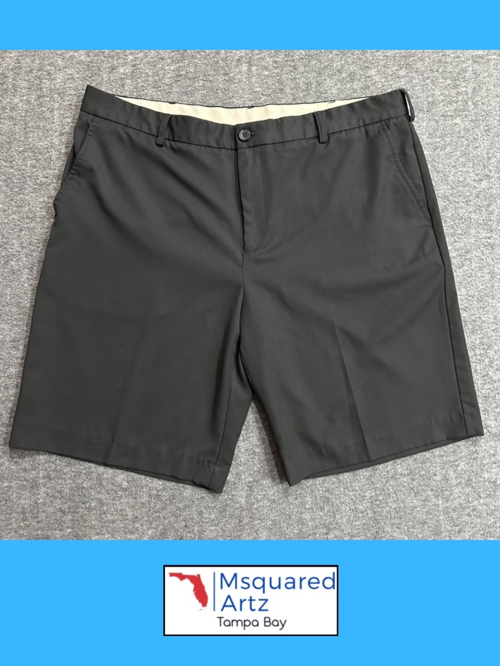 IZOD Golf Performance Shorts Mens Size 40 Black Flat Front Polyester 40x10